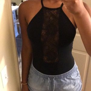UO bodysuit with lace cutouts